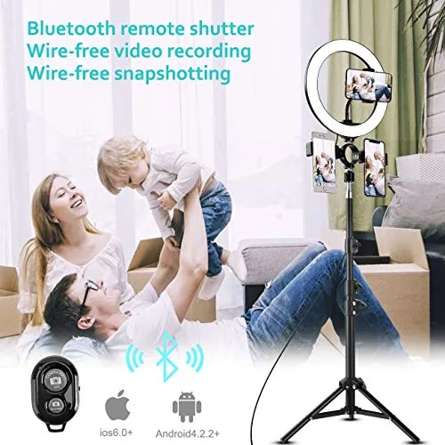 10" LED Selfie Ring Light with 2 Tripod Stand & 3 Cell Phone Holder 3 Lighting Modes 10 Dimmable Brightness for Live Streaming YouTube Video Photography Makeup Circle Light for iPhone Android Camera