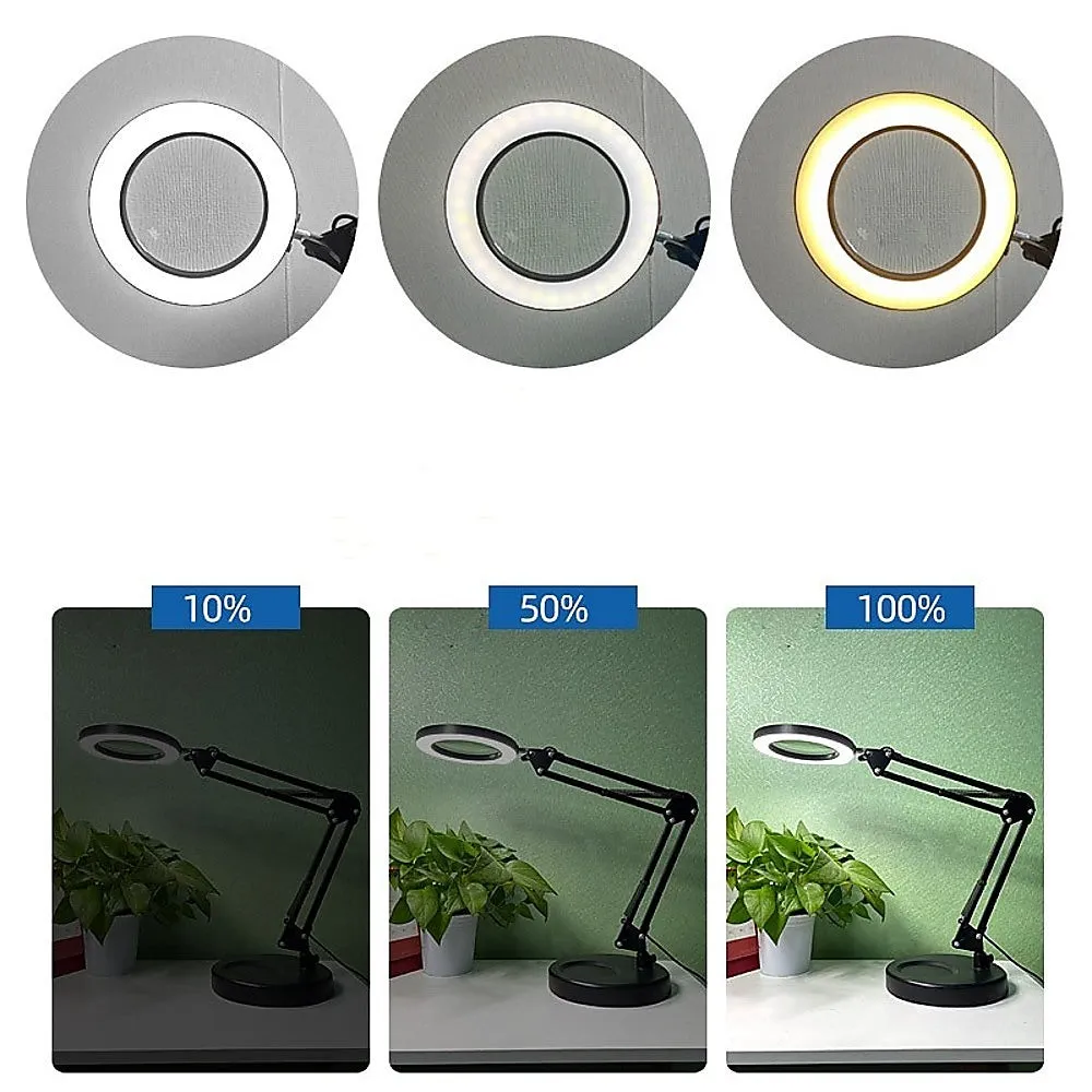 10X LED Magnifying Desk Lamp with 3 Color Modes & Clamp