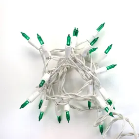 15-bulb Green Craft Lights, White Wire