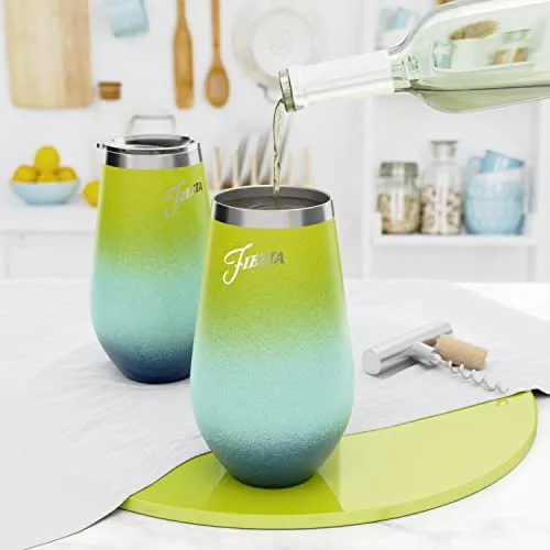 16 Oz Fiesta Cool Ombre Wine Tumbler, Set Of 2