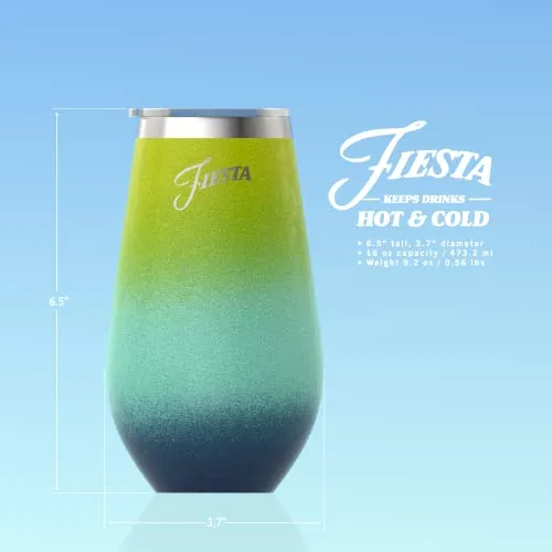 16 Oz Fiesta Cool Ombre Wine Tumbler, Set Of 2