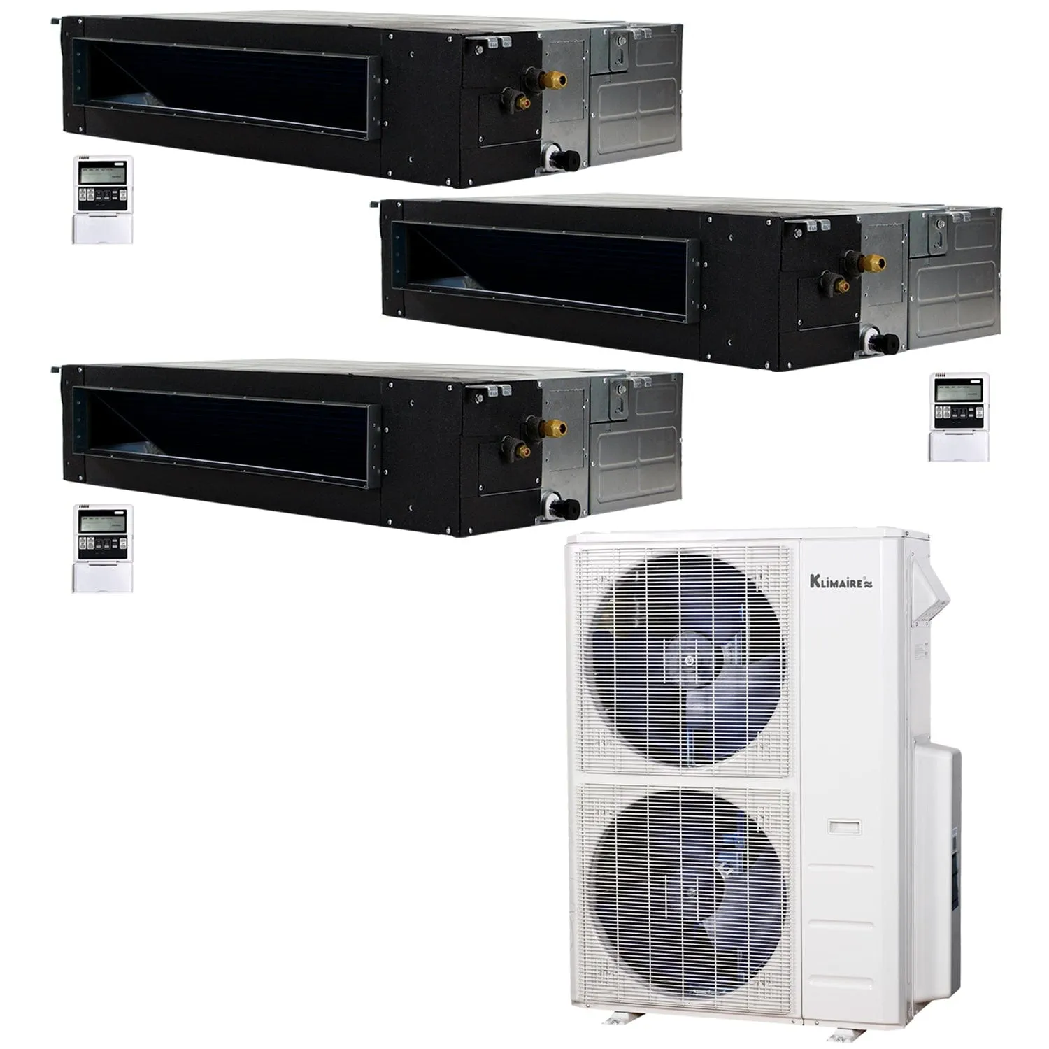 3-Zone Klimaire 20.5 SEER2 Multi Split Ducted Recessed Air Conditoner Heat Pump System 18 18 18