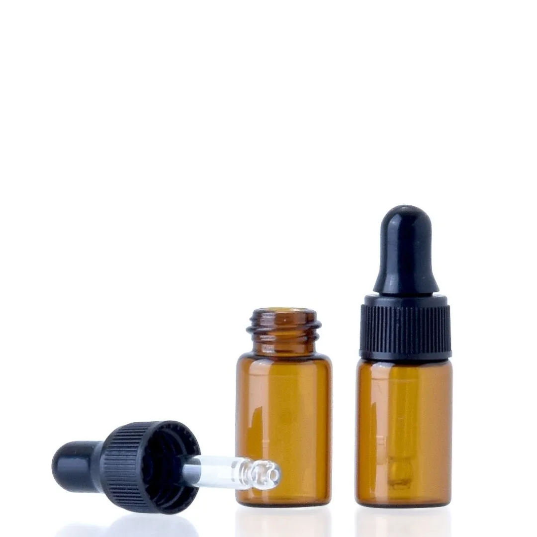 3ml Amber Glass Dropper Bottles (Pk 5)