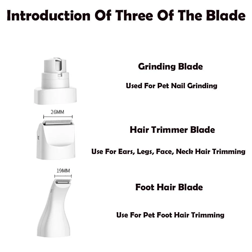 4 in 1 Dog Cat Clipper Hair Trimmer Nail Grinder Kit