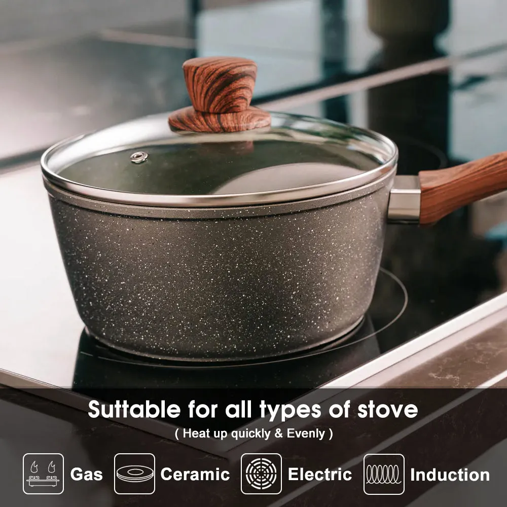 5Pieces Non-Stick Marble Coating Saucepan/Casserole/Fry Pan Cookware Set