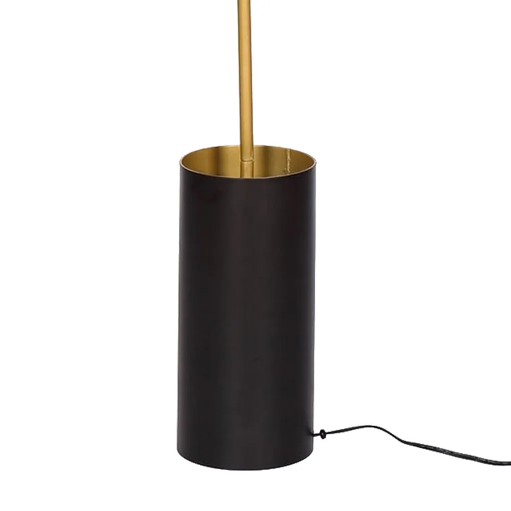 62 Inch Floor Lamp, Umbrella Dome Style Shade, Round Black Base, Gold Metal By Casagear Home