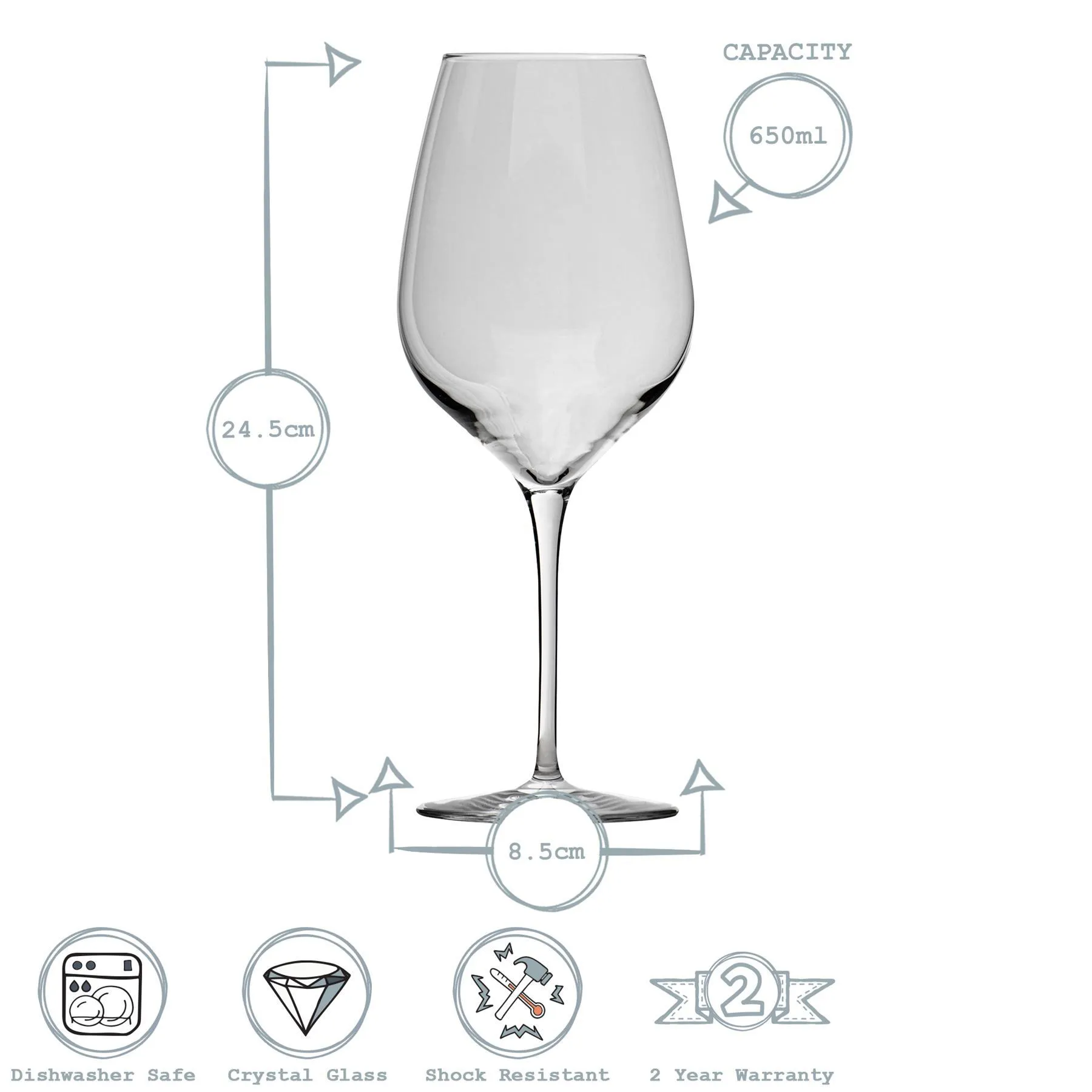 650ml Inalto Tre Sensi Wine Glasses - Pack of Six - By Bormioli Rocco