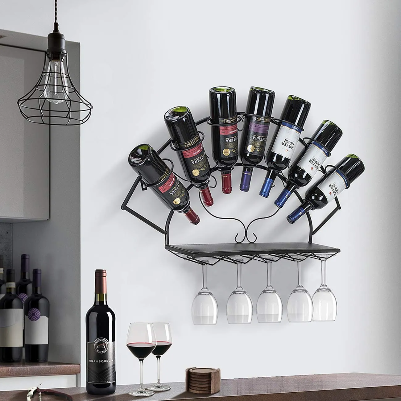 7 Bottle 5 Glass Wine Rack