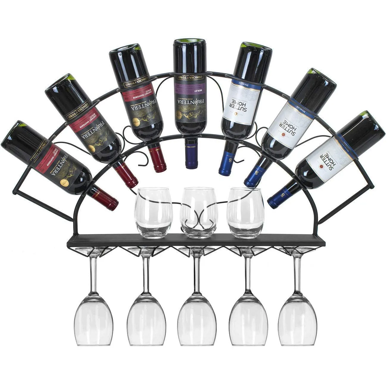 7 Bottle 5 Glass Wine Rack