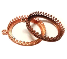 8x10mm Copper Plated Fancy Bezel Round w/ loop