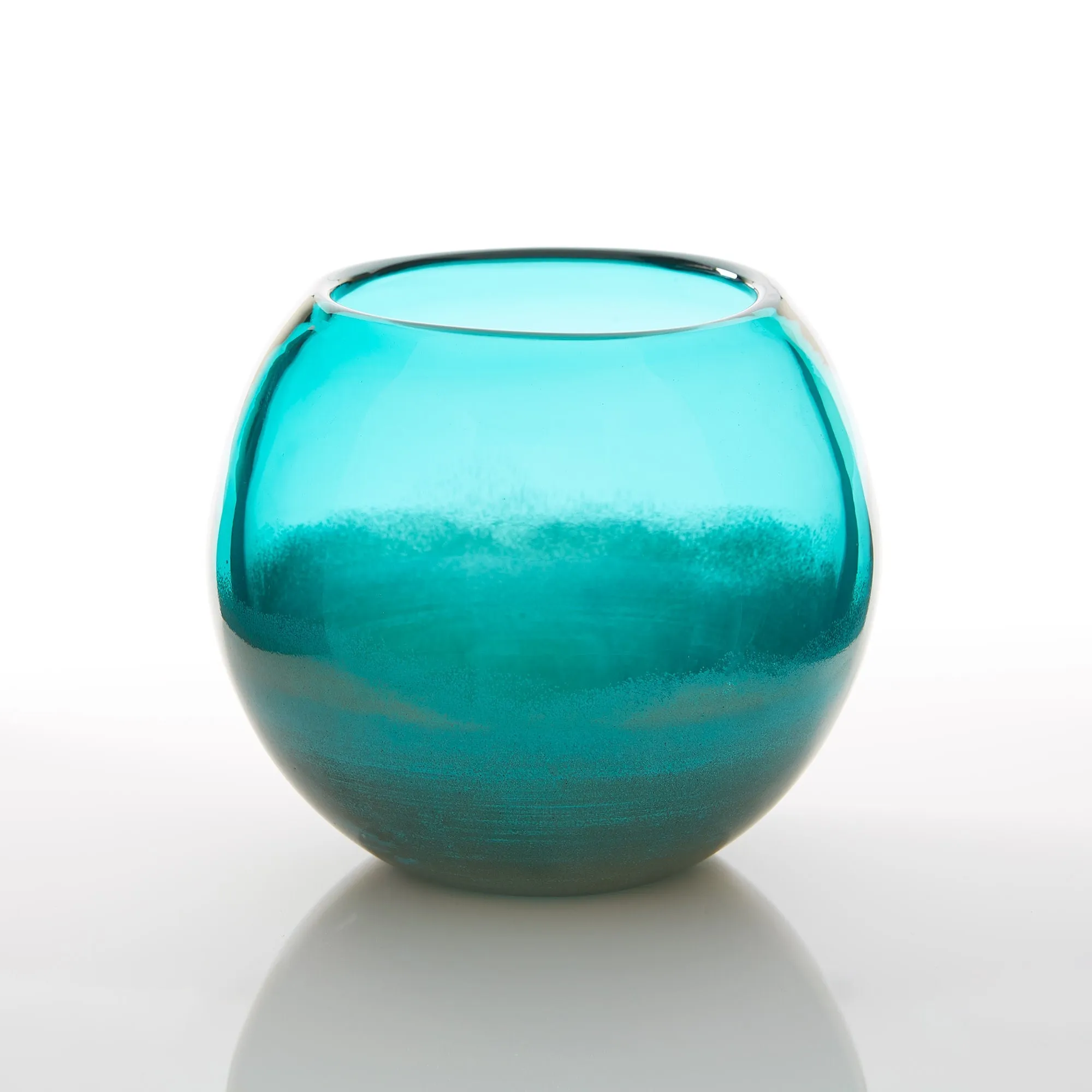 Accent Plus Small Aqua Fish Bowl Vase - Decorative Glass Home Décor