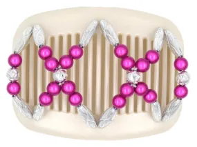 African Butterfly Hair Comb - Dalena White Pearl 11