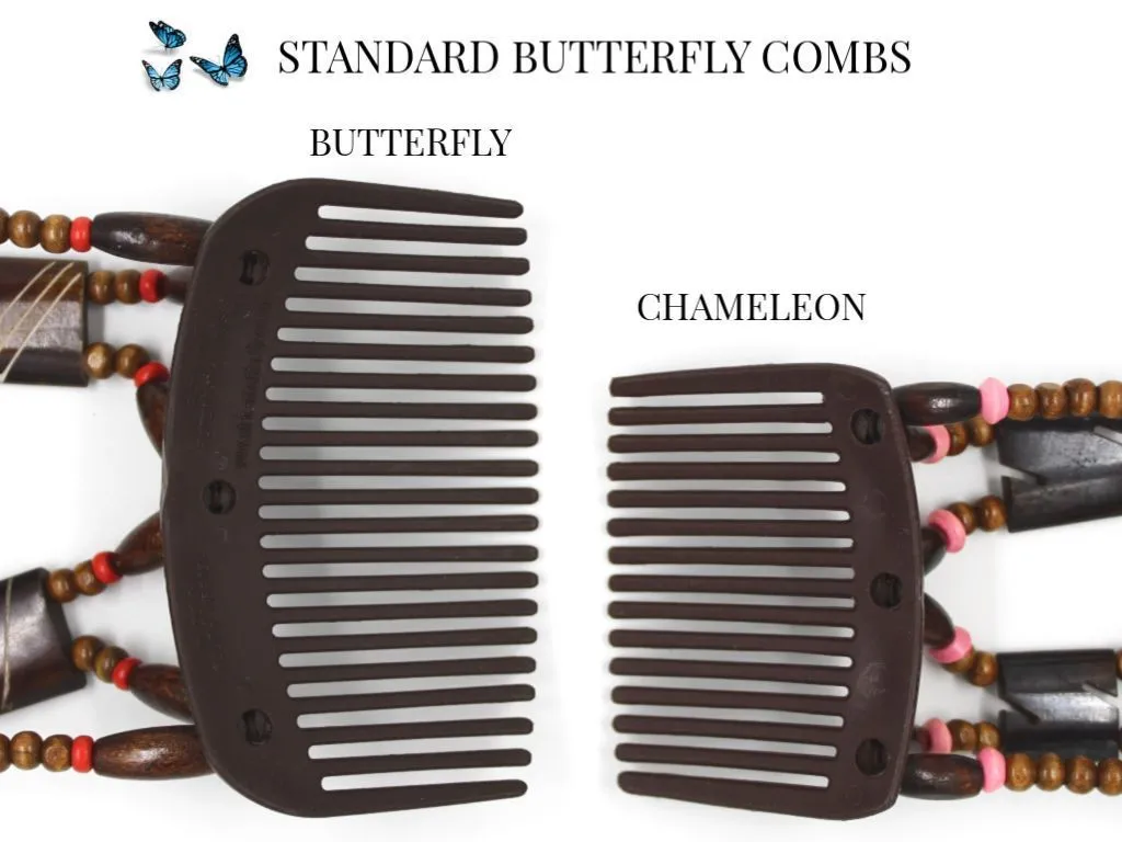 African Butterfly Thick Hair Comb - Flowers Clear 43