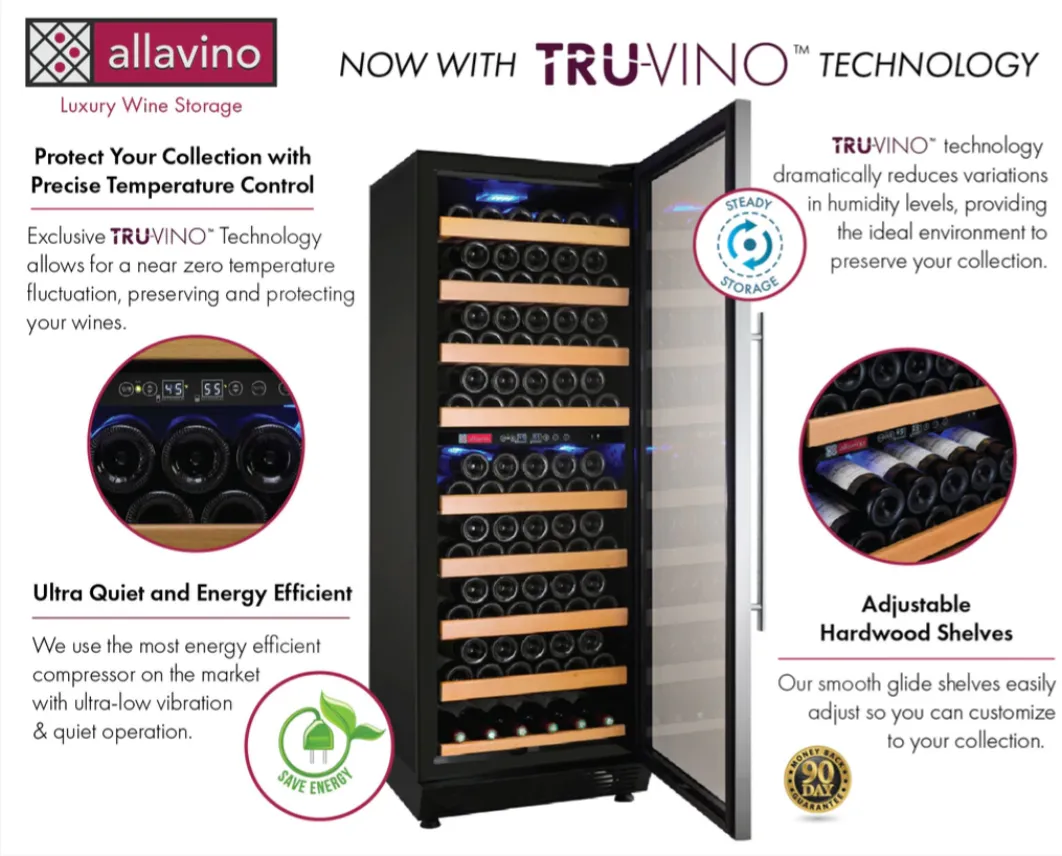 Allavino 24" Right Hinge 99 Bottle Dual Zone Stainless Wine Refrigerator