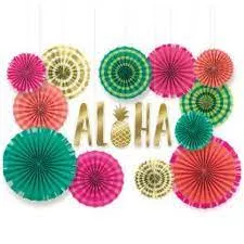 Aloha Deluxe Paper Fan Decorating Kit