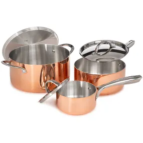 BergHOFF Vintage 6pc Tri-Ply Copper Cookware Set with Lids, Polished