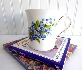 Blue Forget Me Nots Queens Tea Mug Pretty Bouquet English Bone China 1980s