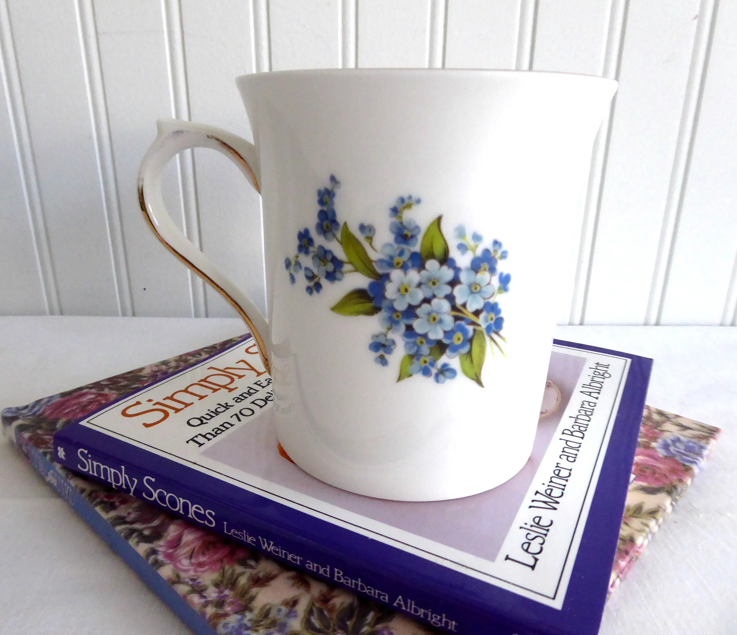 Blue Forget Me Nots Queens Tea Mug Pretty Bouquet English Bone China 1980s