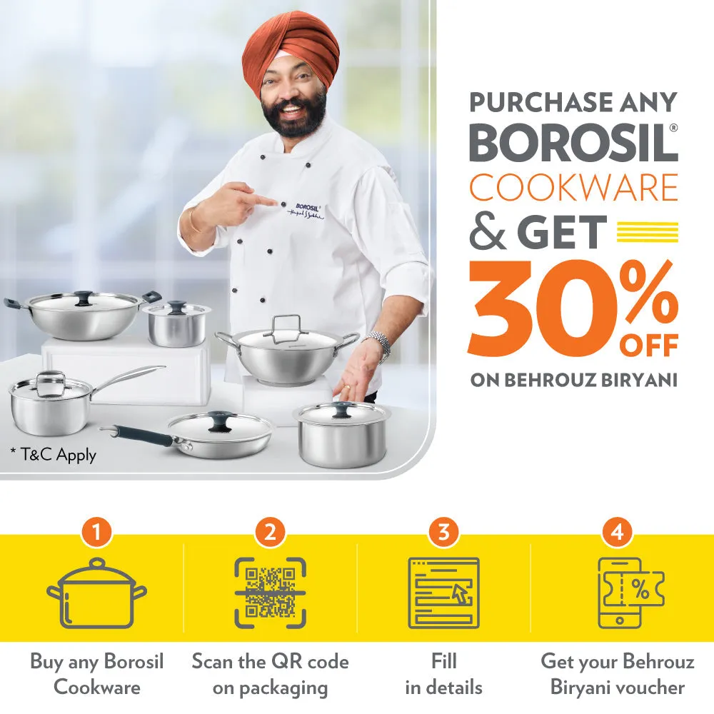 Borosil Cookfresh Triply Saucepan (Silicone Handle   Lid)