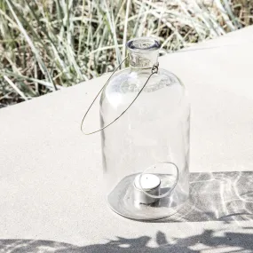 Bottle-Shaped Glass Lantern with Brass Handle