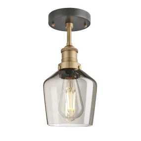 Brooklyn Smoked Glass Schoolhouse Flush Mount - 5.5 Inch - Mocha