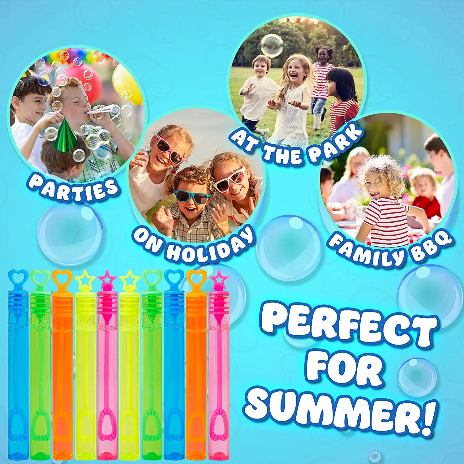 Bubble Wands for Kids with 5ml of Bubbles - 10 Bubble Wands