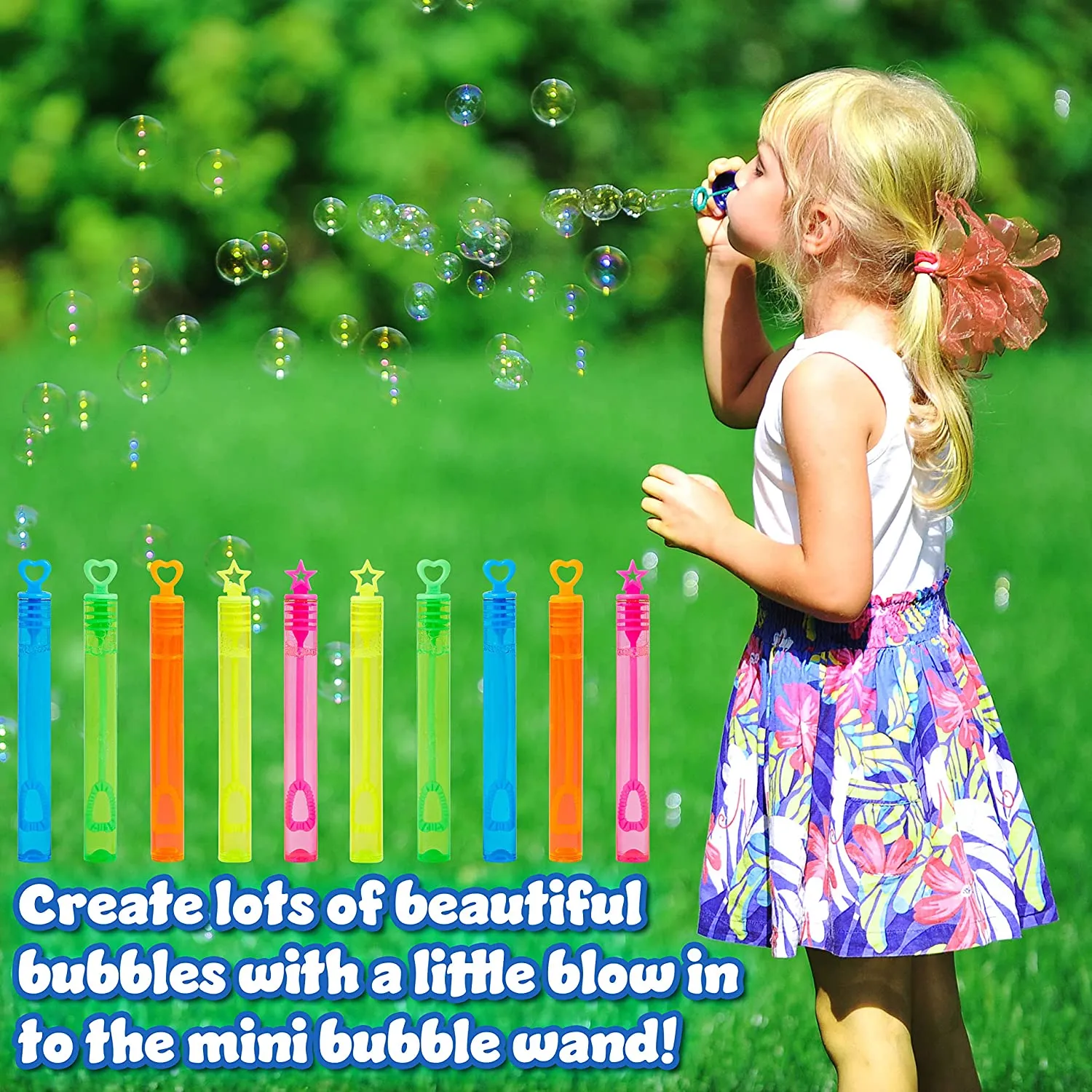 Bubble Wands for Kids with 5ml of Bubbles - 10 Bubble Wands