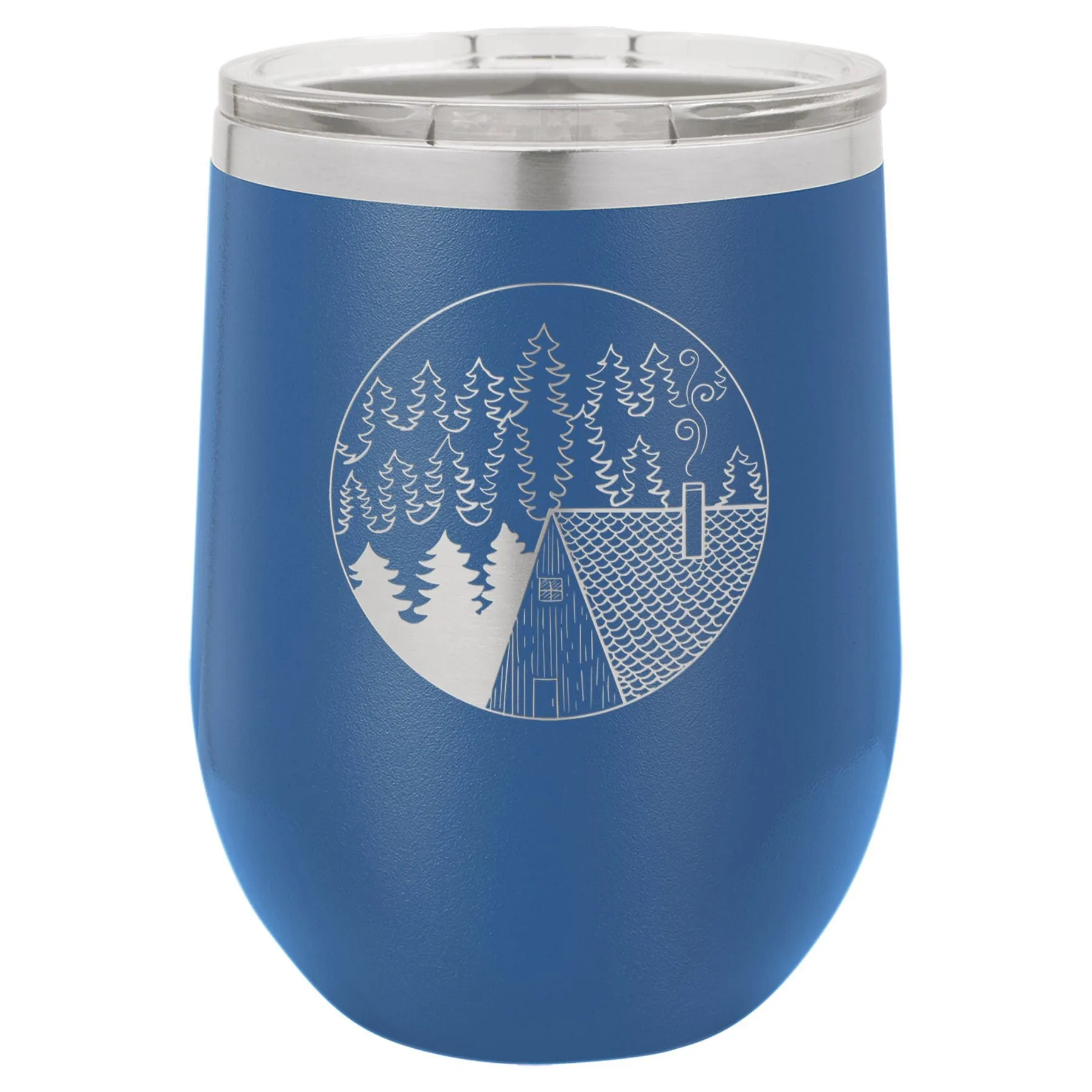 Cabin Scene 12 oz Wine Tumbler - Powder Coated