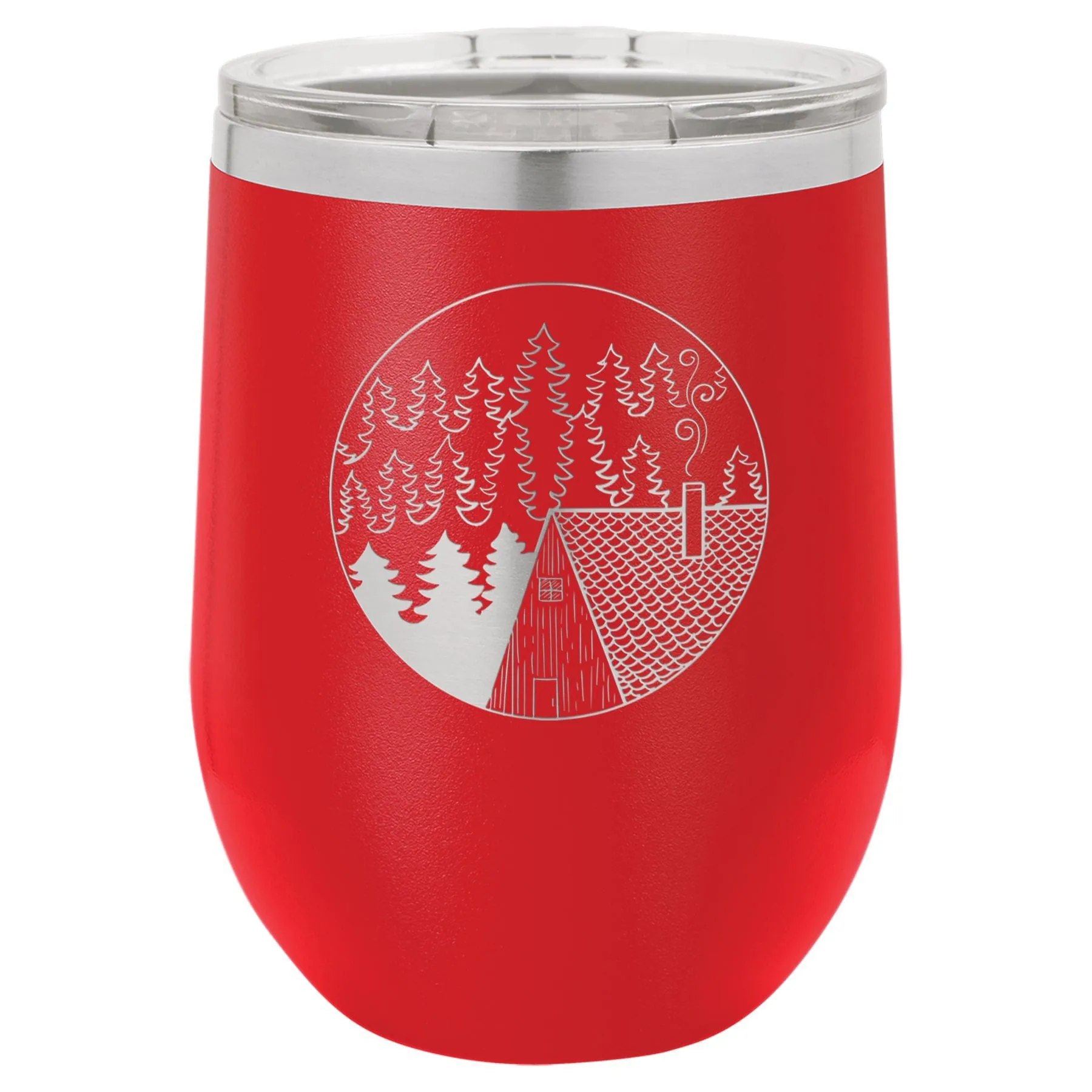 Cabin Scene 12 oz Wine Tumbler - Powder Coated