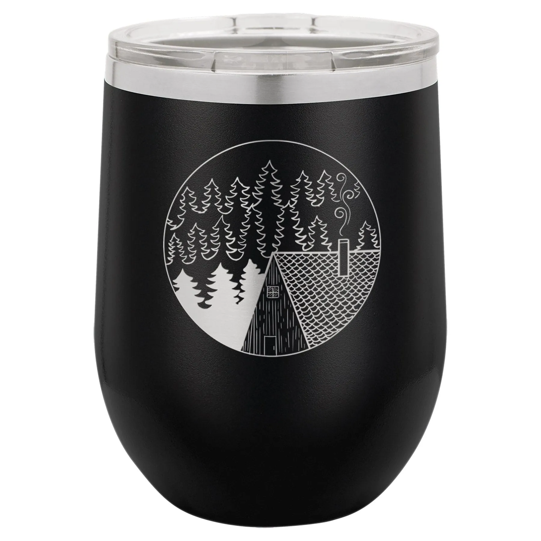 Cabin Scene 12 oz Wine Tumbler - Powder Coated