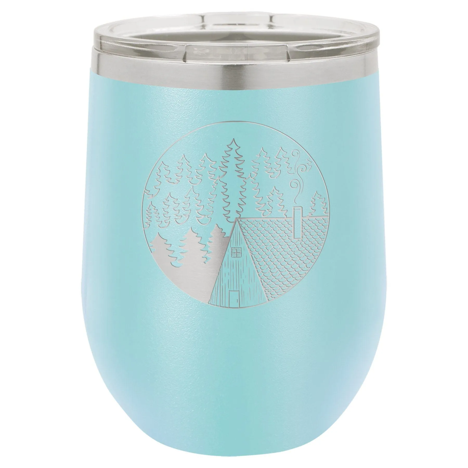 Cabin Scene 12 oz Wine Tumbler - Powder Coated