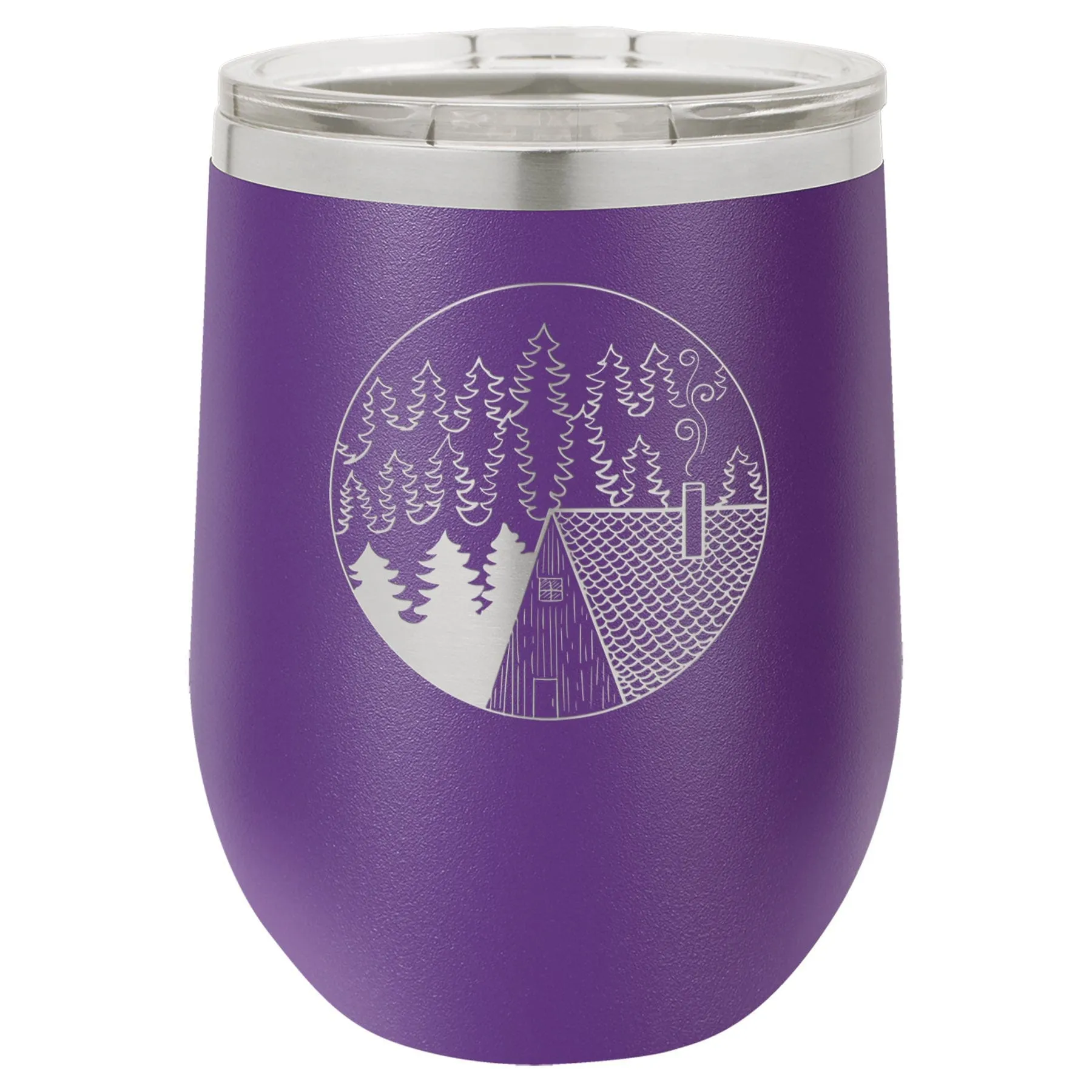 Cabin Scene 12 oz Wine Tumbler - Powder Coated