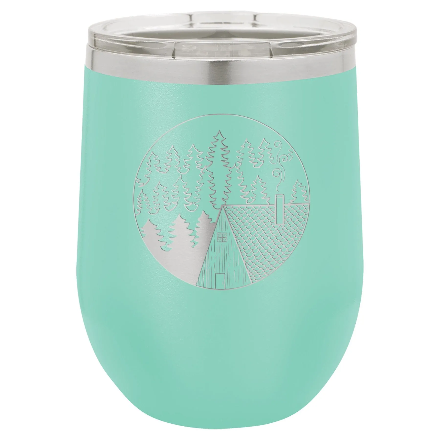 Cabin Scene 12 oz Wine Tumbler - Powder Coated