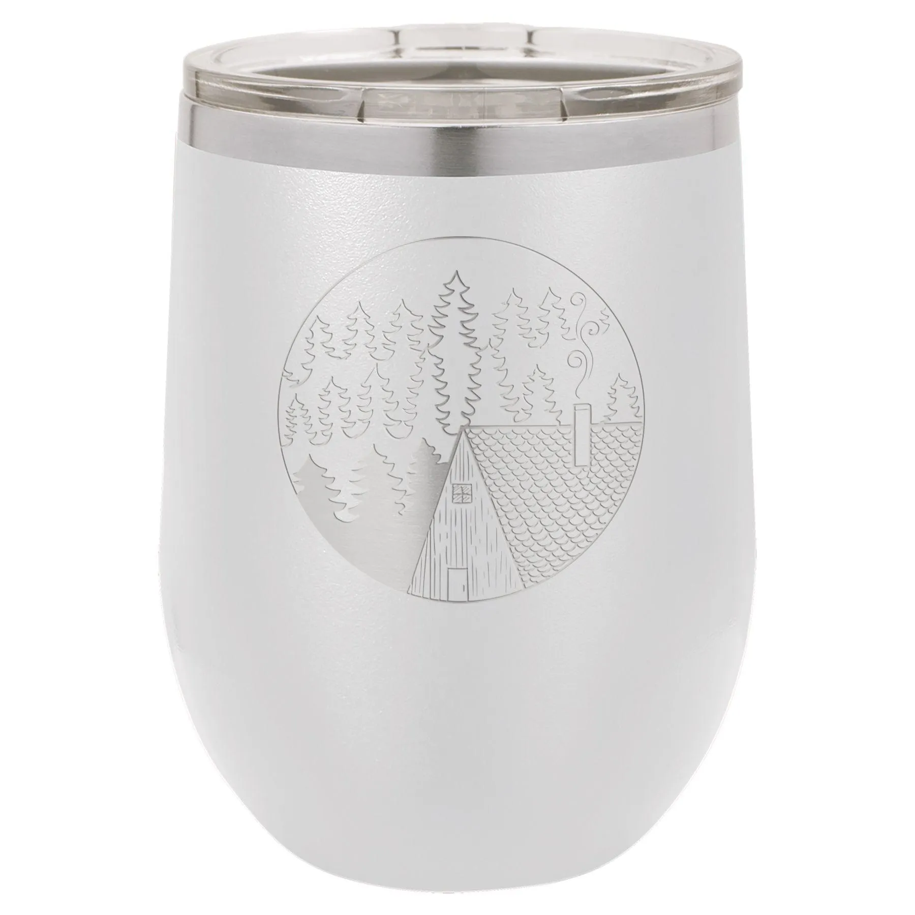 Cabin Scene 12 oz Wine Tumbler - Powder Coated