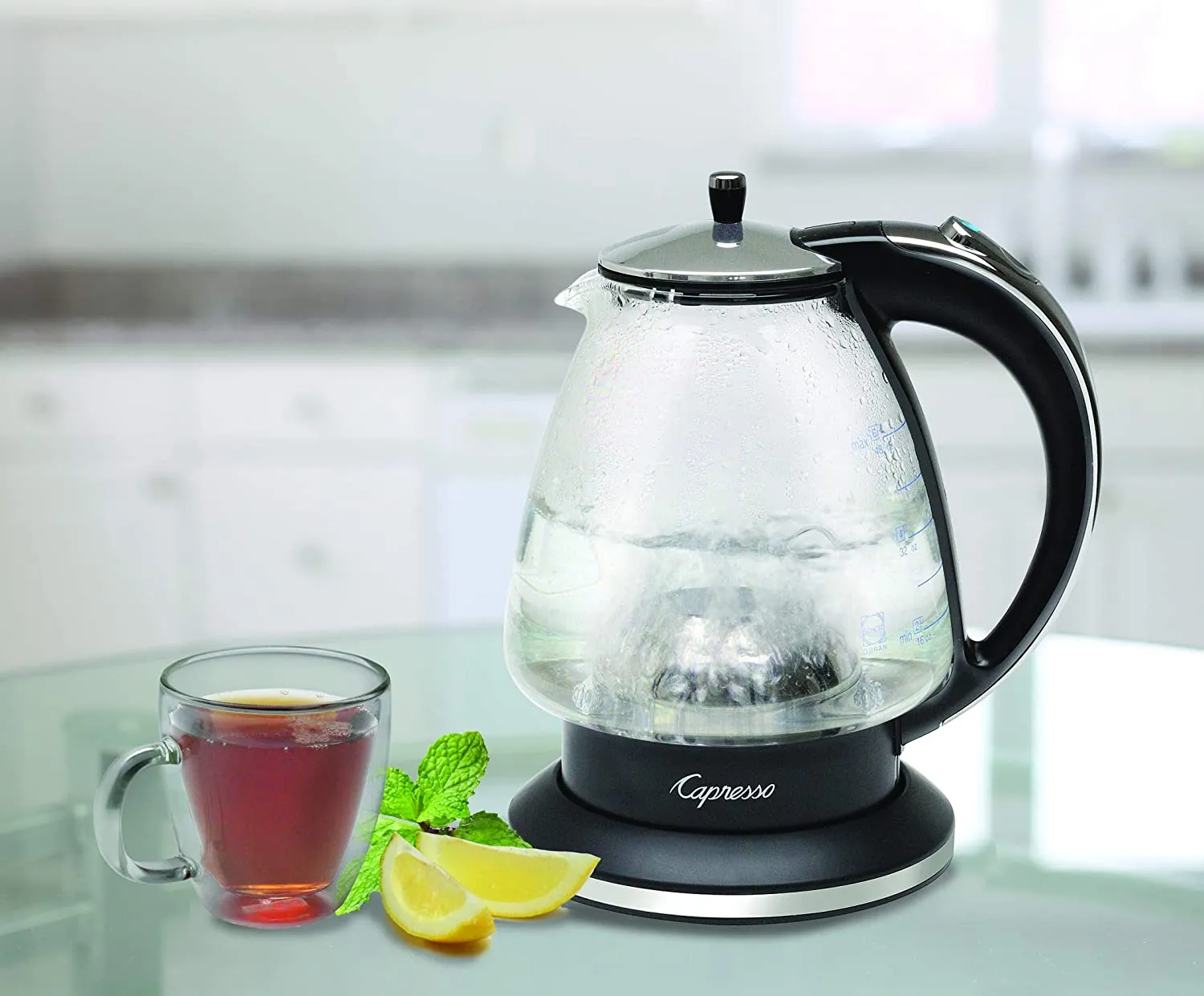 Capresso WATERKETTLE-RB 240.98 H2O Glass Electric Water Kettle Stainless Steel - Certified Refurbished