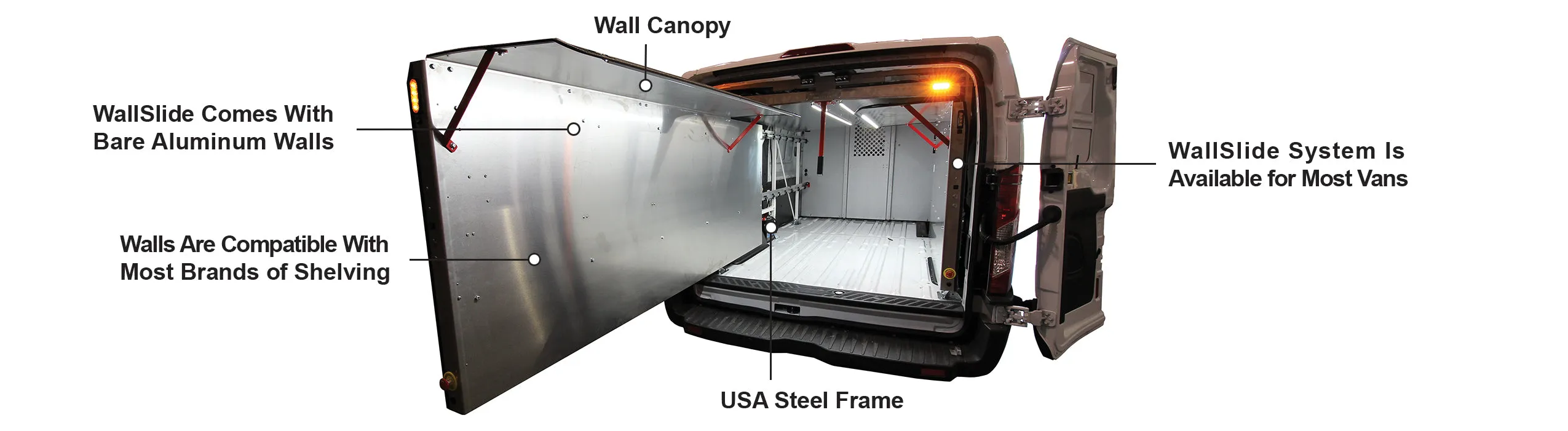 CargoGlide WSST521-23 Van Storage Sliding Platform Wall