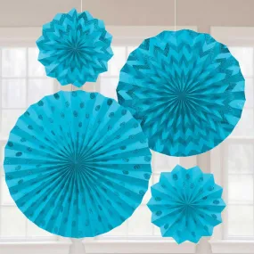 Caribbean Glitter Paper Fans 4pcs