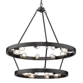 CASTILE 15 LIGHT CHANDELIER, MATTE BLACK