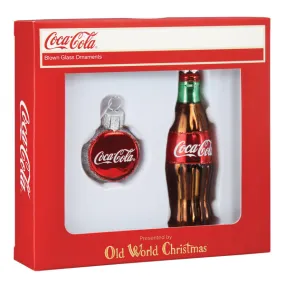 Coca-Cola Bottle Set  Old World Christmas Ornaments 14032