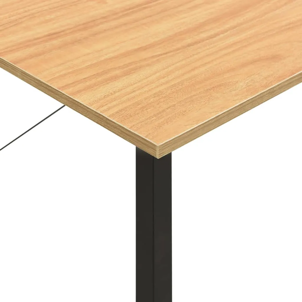 Computer Desk Black and Light Oak 80x40x72 cm MDF and Metal