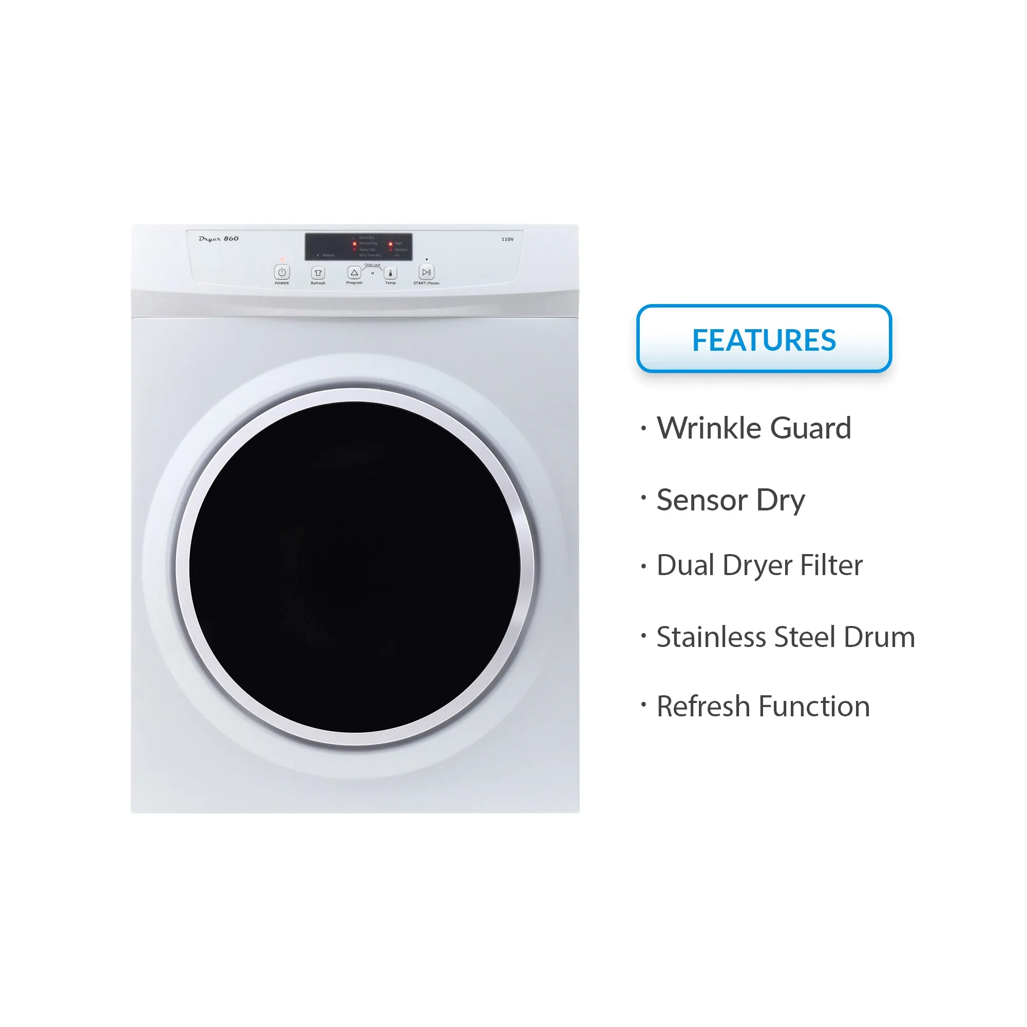 Conserv 3.5 cu.ft Compact Short Dryer Venting Stackable 860