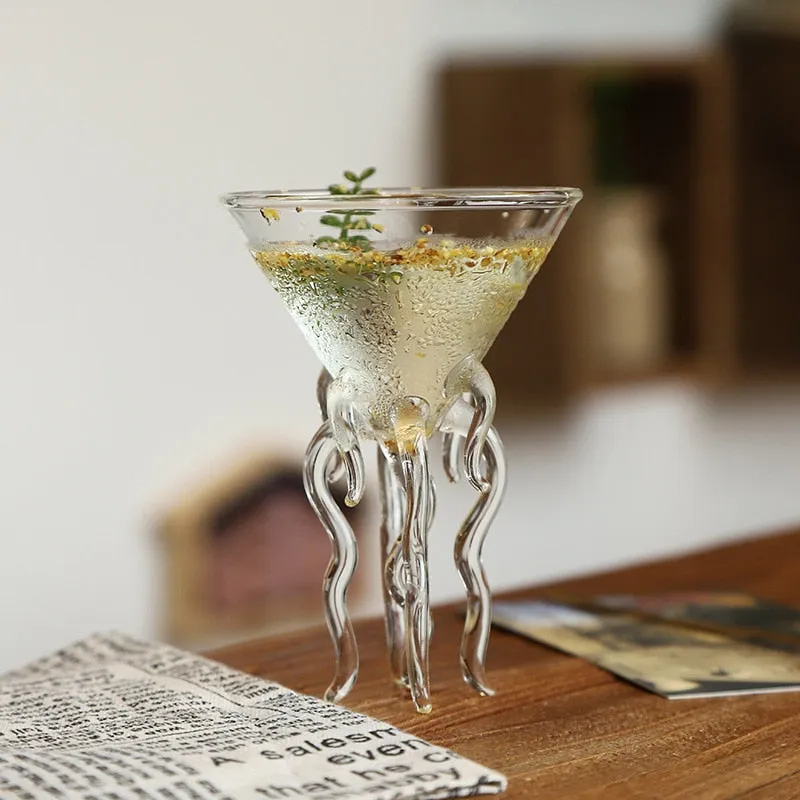 Creative Cocktail Cup Jellyfish Shape Wine Glasses Martini Cup Octopus Goblet Bar Drinking Set Glass Cup Champagne Tequila Glass