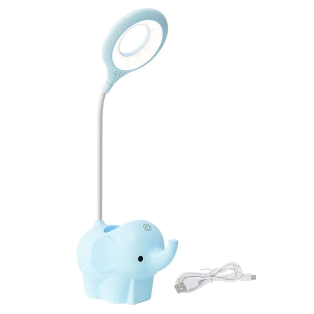 Cute Elephant Table Lamp, USB Rechargeable Desk Lamp with 3 Light Modes and Touch Control, Decoration Light, LED Night Light for Home Bedroom Study Desk Room