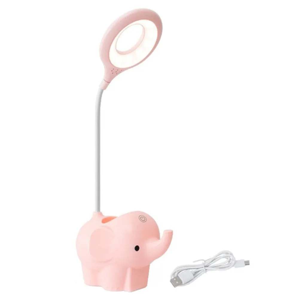 Cute Elephant Table Lamp, USB Rechargeable Desk Lamp with 3 Light Modes and Touch Control, Decoration Light, LED Night Light for Home Bedroom Study Desk Room