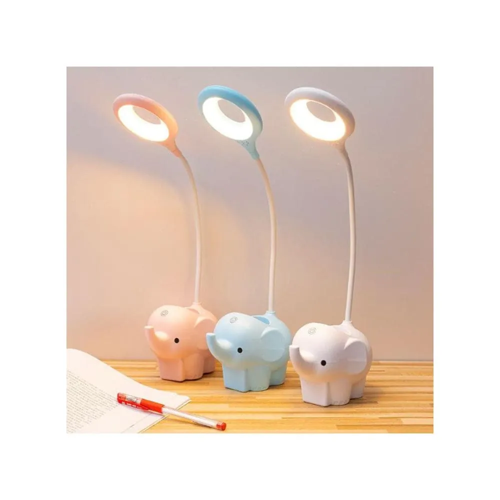 Cute Elephant Table Lamp, USB Rechargeable Desk Lamp with 3 Light Modes and Touch Control, Decoration Light, LED Night Light for Home Bedroom Study Desk Room