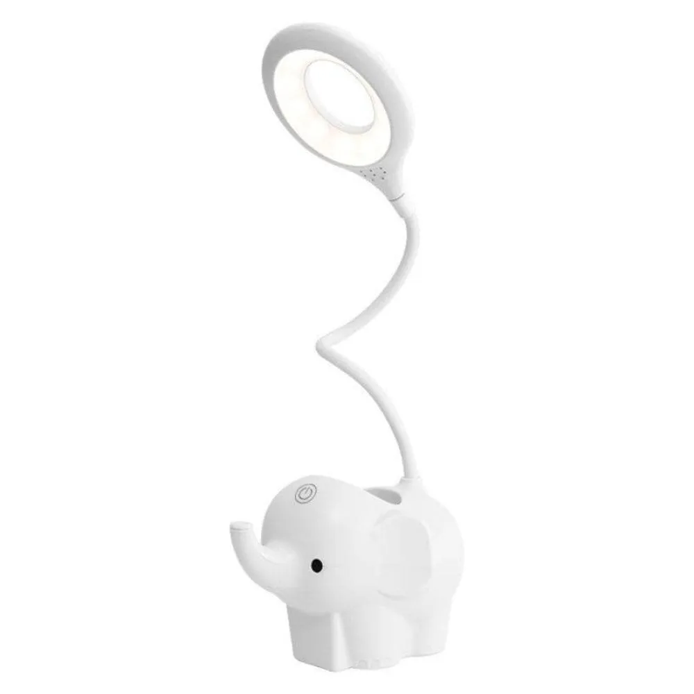 Cute Elephant Table Lamp, USB Rechargeable Desk Lamp with 3 Light Modes and Touch Control, Decoration Light, LED Night Light for Home Bedroom Study Desk Room