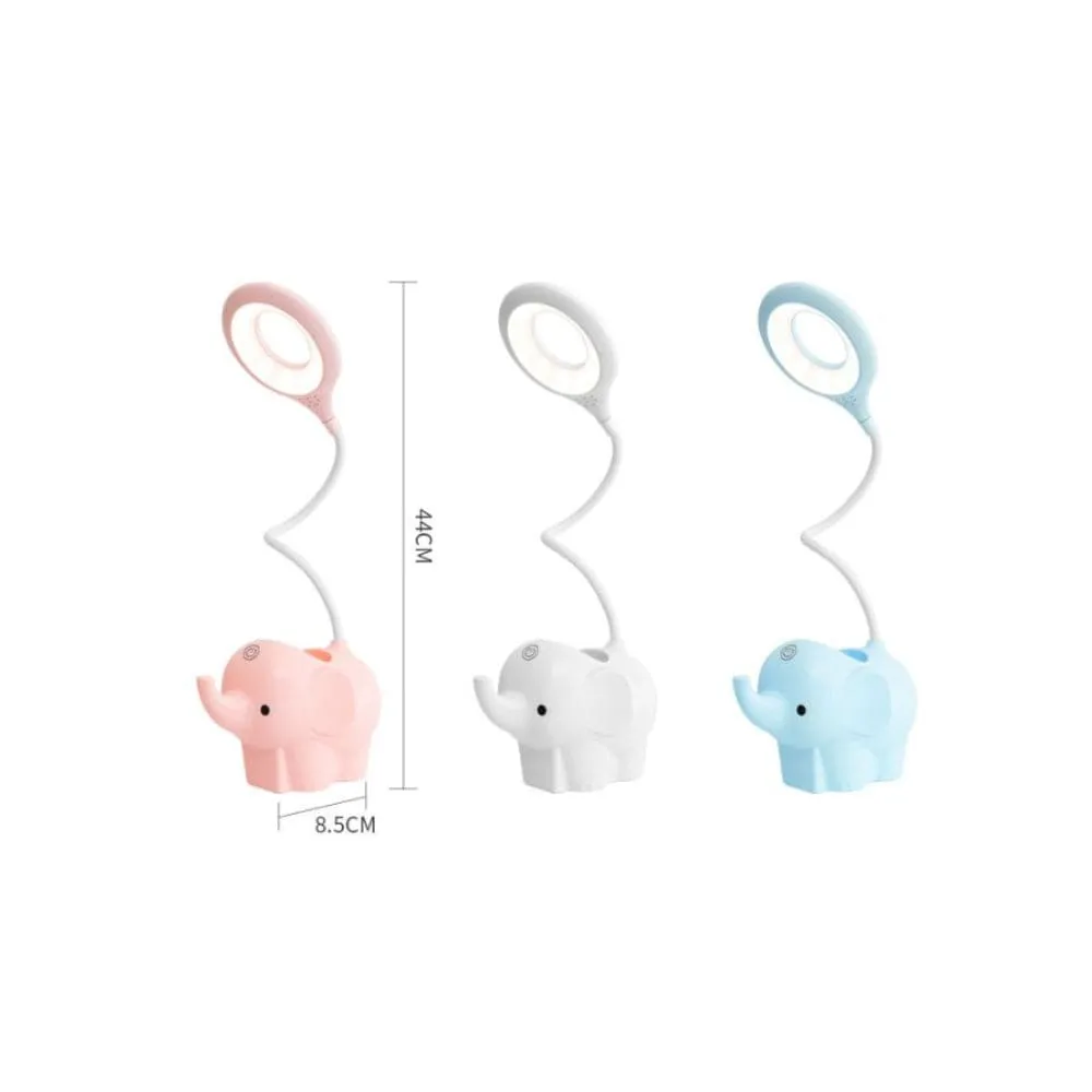 Cute Elephant Table Lamp, USB Rechargeable Desk Lamp with 3 Light Modes and Touch Control, Decoration Light, LED Night Light for Home Bedroom Study Desk Room