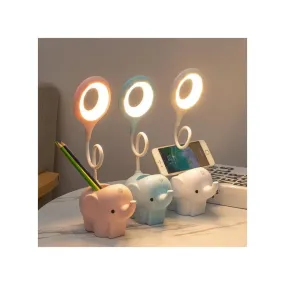 Cute Elephant Table Lamp, USB Rechargeable Desk Lamp with 3 Light Modes and Touch Control, Decoration Light, LED Night Light for Home Bedroom Study Desk Room