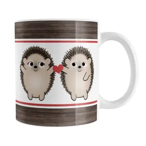 Cute Hedgehogs Holding Red Heart Mug