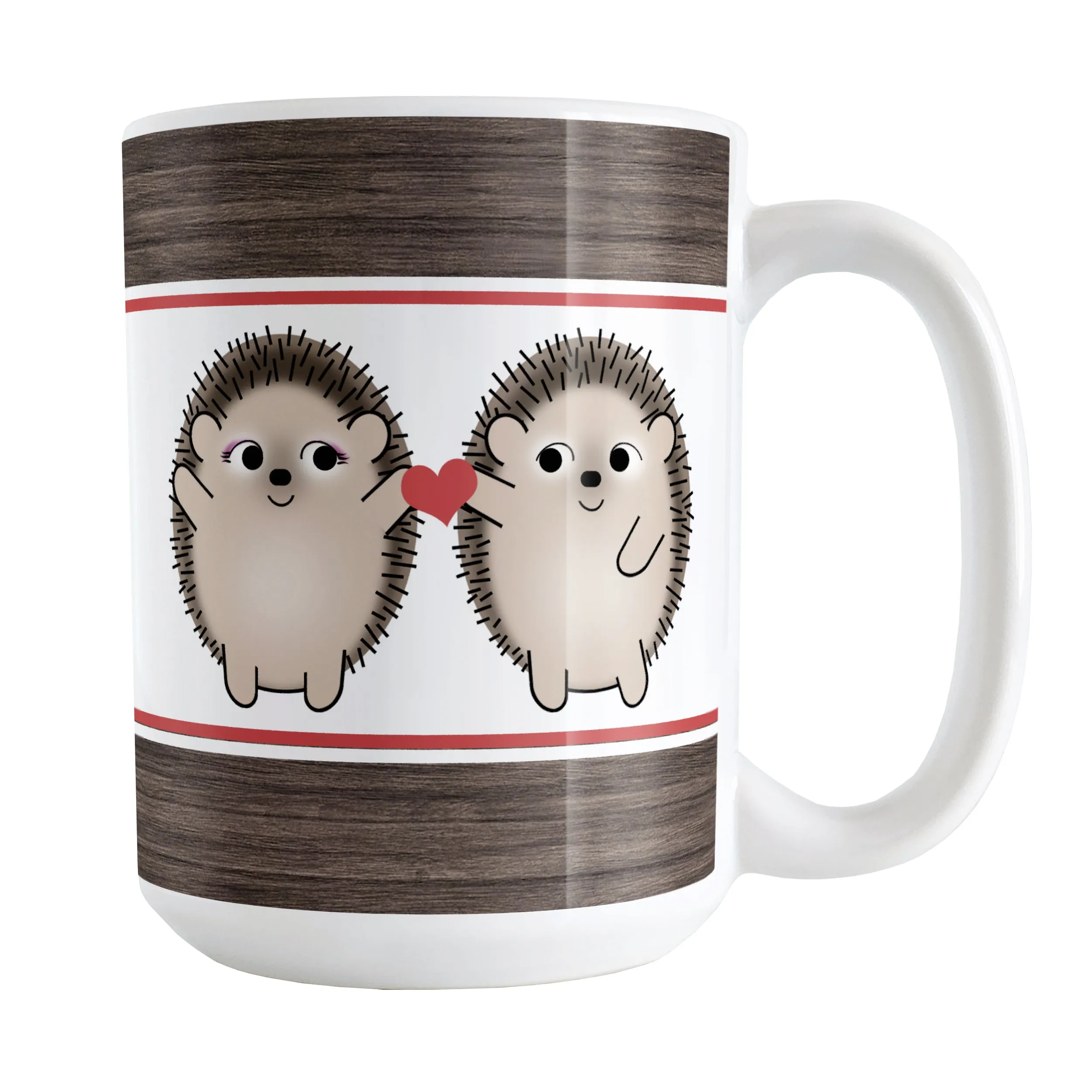 Cute Hedgehogs Holding Red Heart Mug